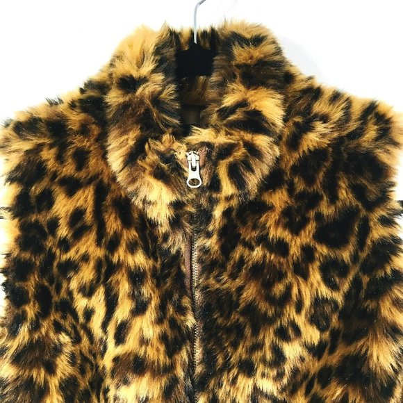 J CREW Sz XS FAUX FUR LEOPARD PRINT FULL ZIP VEST - Picture 9 of 10
